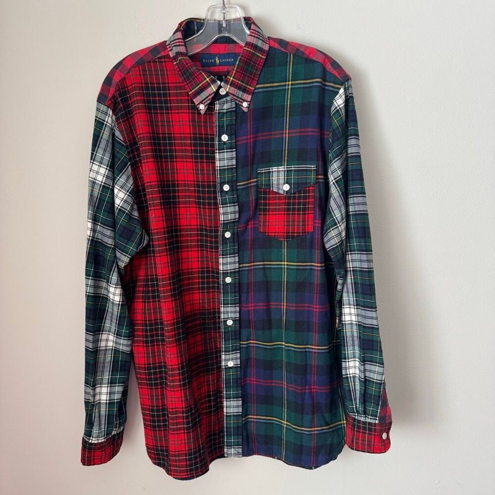 Polo Ralph Lauren Plaid Patchwork Button Down Fla… - image 1
